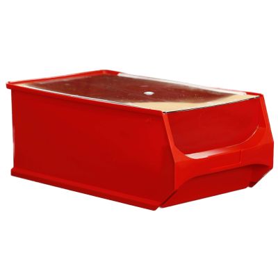 Durchsichtige Abdeckung auf einer roten Sichtlagerbox 5.0