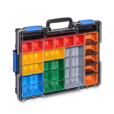 Kleinteilekoffer EuroPlus Pro >K<44.76/18 mit mehrfarbigen Einsatzboxen