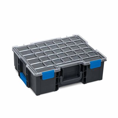 Kleinteilekoffer EuroPlus Pro >K<44.144/1 mit herausnehmbaren Einsatzkästen und transparentem Deckel