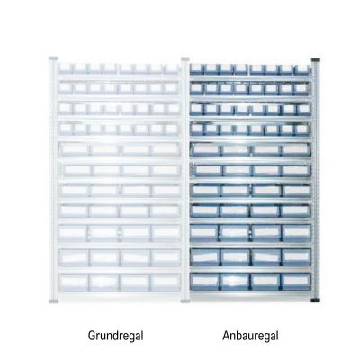 Anbauregal Tiefe 320 mit 11 Fachböden für Regalkästen 300 SN / BN