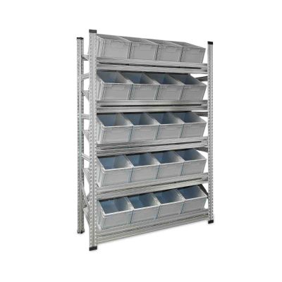 Schrägboden Grundregal Tiefe 400 mit 5 Fachböden für Euroboxen NextGen 