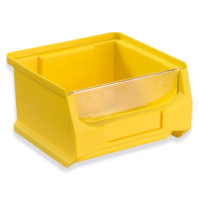 Gelbe Sichtlagerbox mit transparenter Frontblende