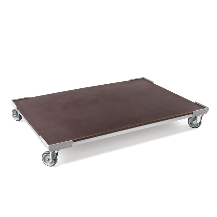 Transportrollwagen VARIABLE mit vier Gummirollen und Einlegeboden