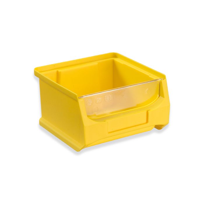 Gelbe Sichtlagerbox mit transparenter Frontblende