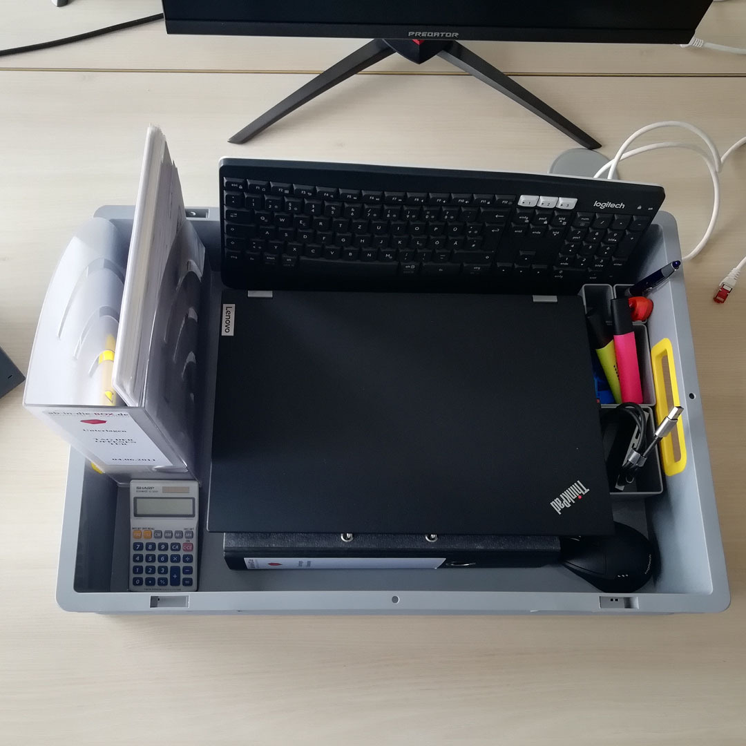 Box f&uuml;r Wechsel zwischen B&uuml;ro und Homeoffice