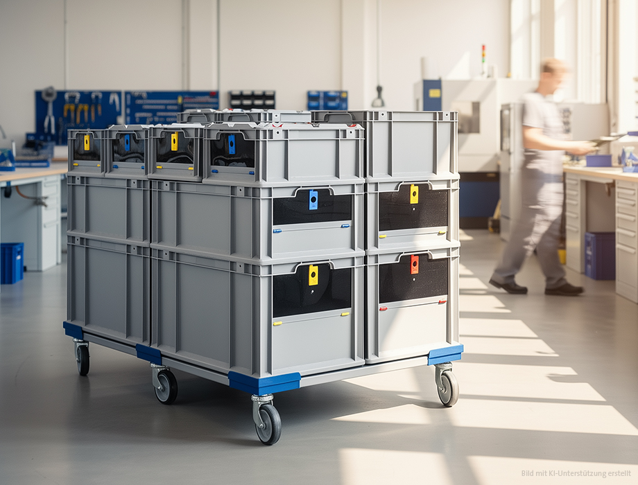 Insight Cover: Eurobox mit Frontklappe als flexibles Regalsystem
